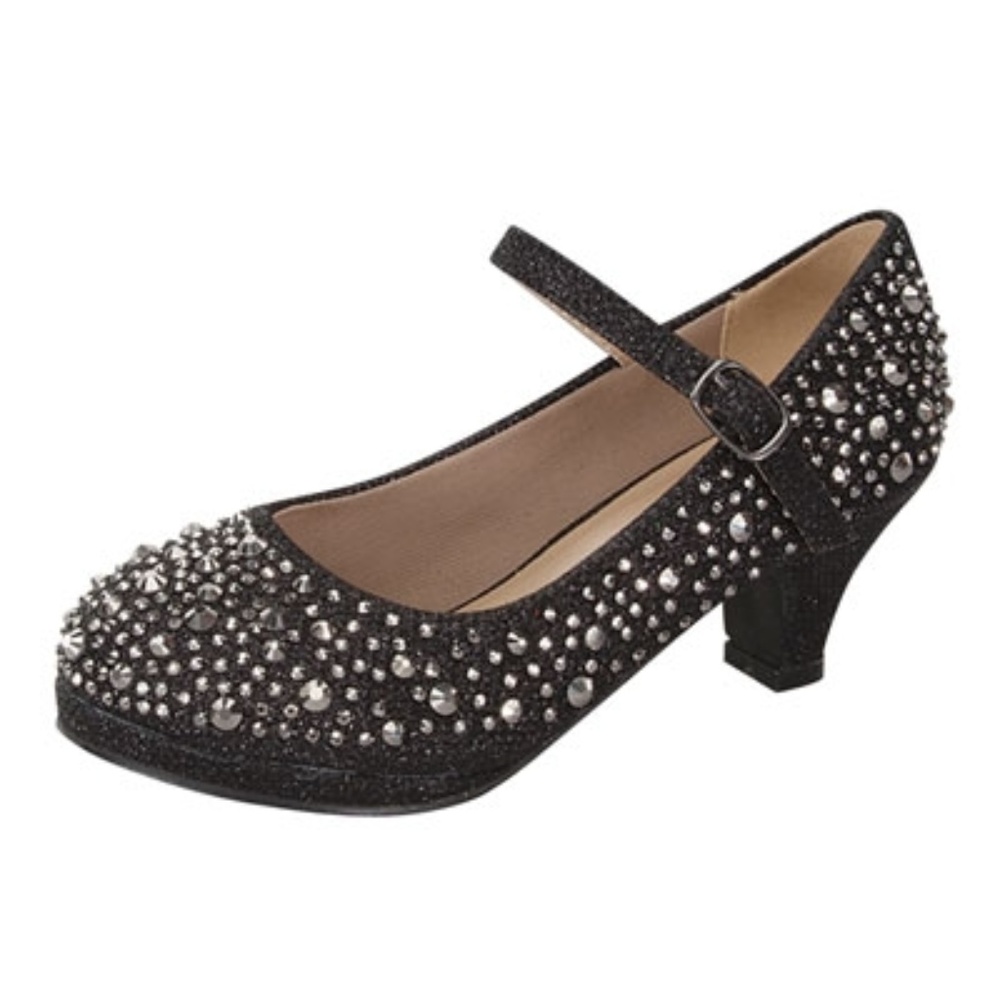 58K Girl's Mary Jane Party Heel Dress Shoes Black
